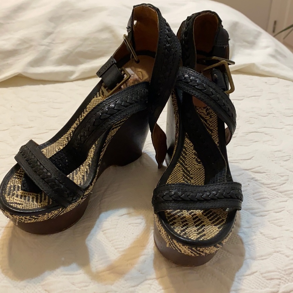 Joie Leather and Wood Wedges